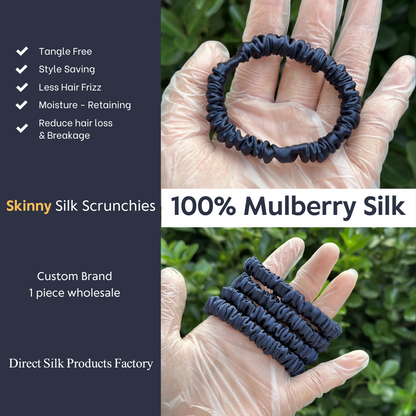 Dark Blue Silk Scrunchie Skinny
