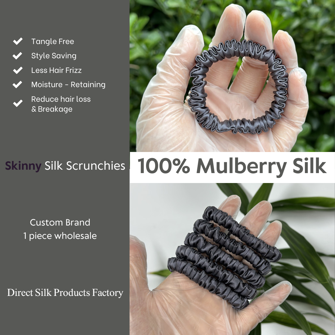 Dark Grey Silk Scrunchie Skinny