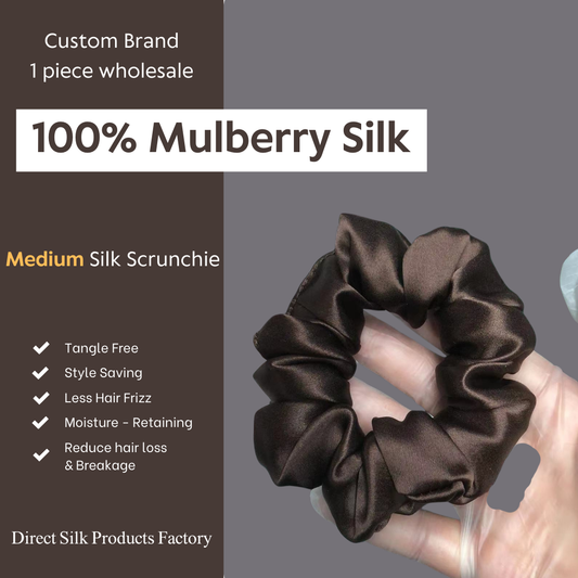 Deep Coffee Silk Scrunchie Medium