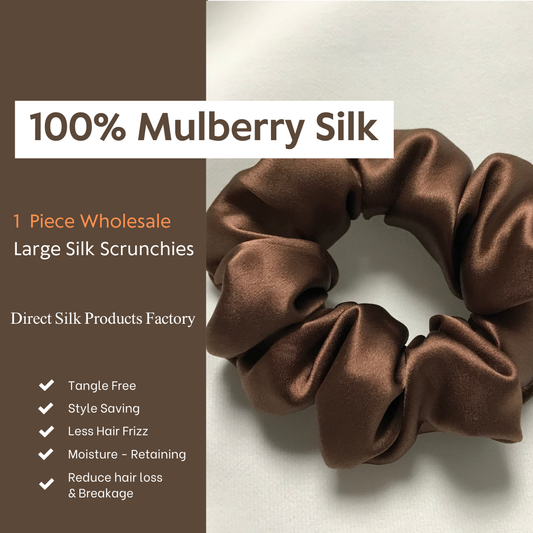 Deep Coffee Silk Scrunchie Large