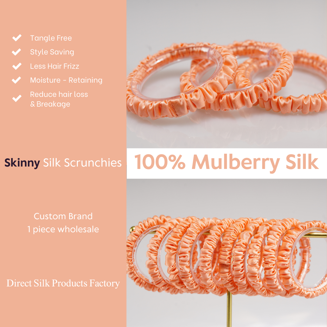 Deep Peach Silk Scrunchie Skinny