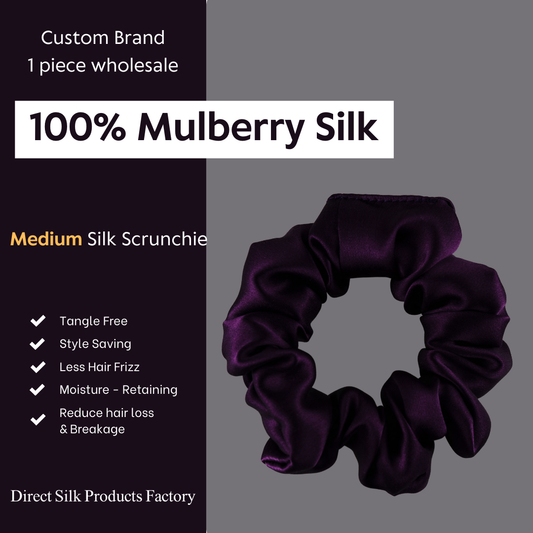 Deep Purple Silk Scrunchies Medium