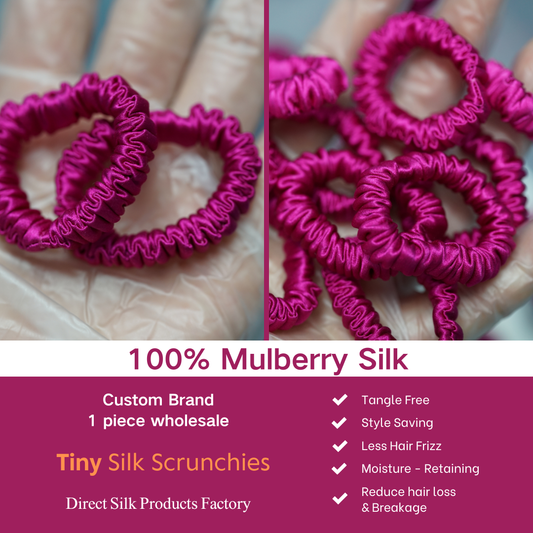 Deep Rose Pink Silk Scrunchie Tiny