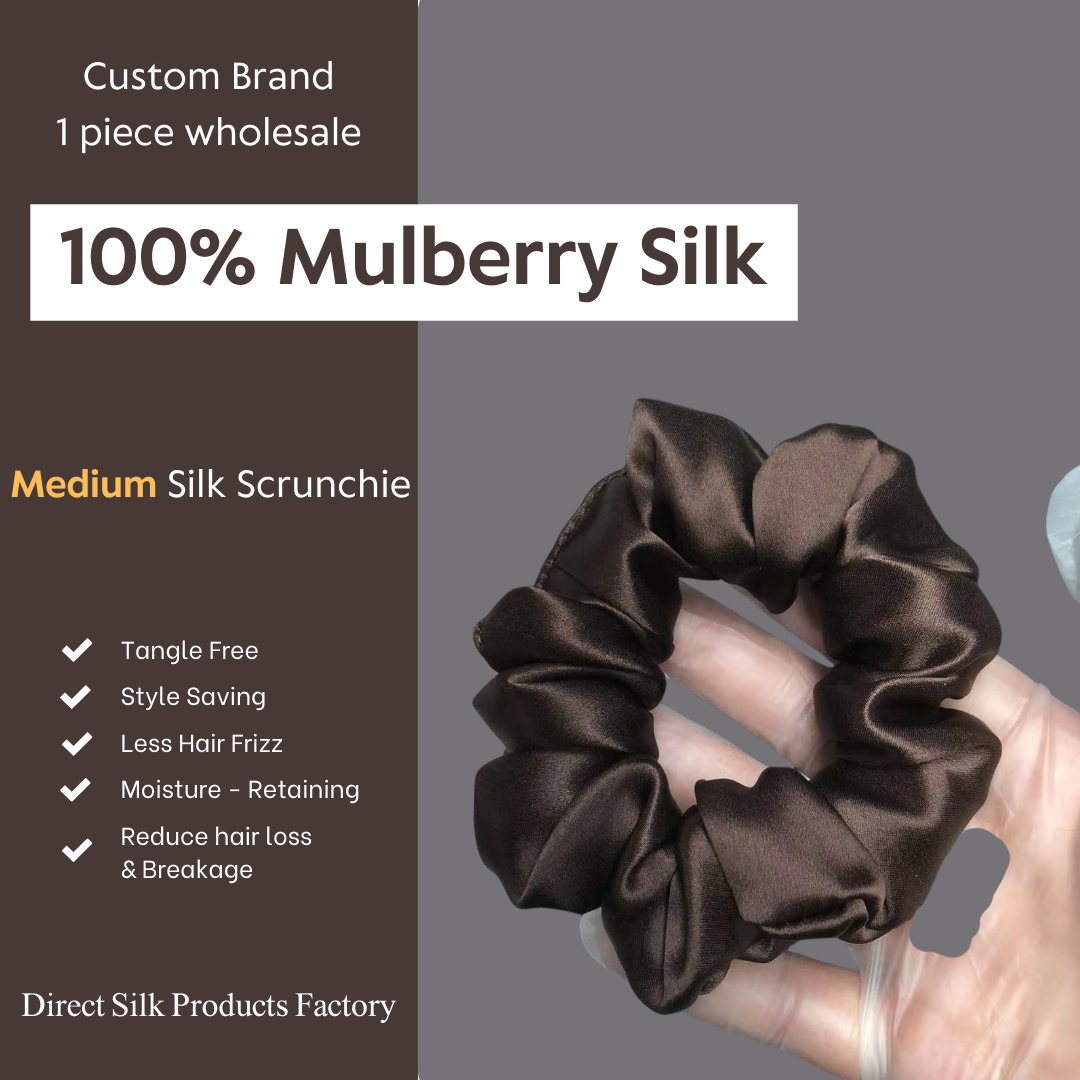 Deep Coffee Silk Scrunchie Medium