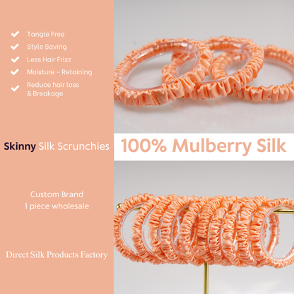 Deep Peach Silk Scrunchie Skinny