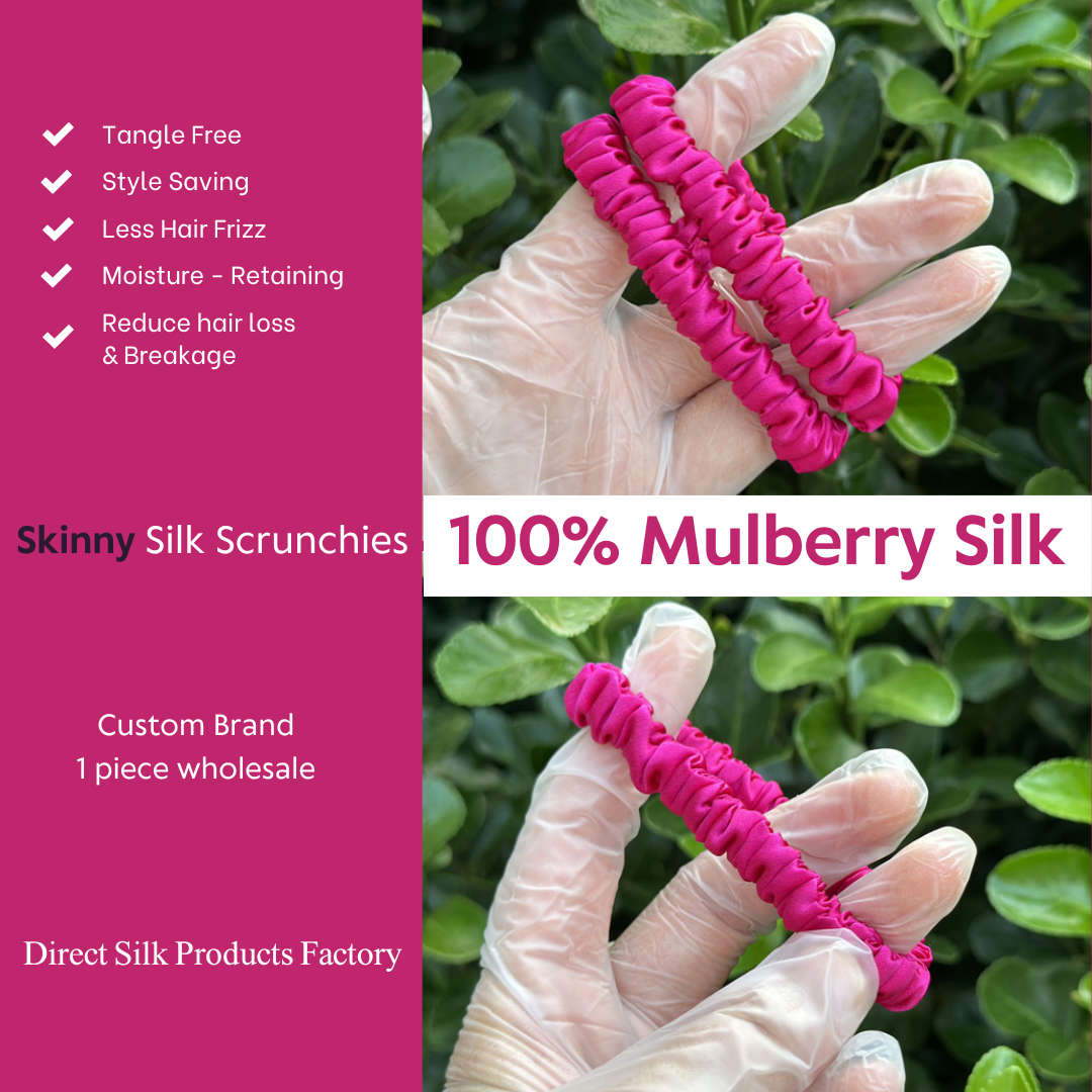 Deep Rose Silk Scrunchie Skinny