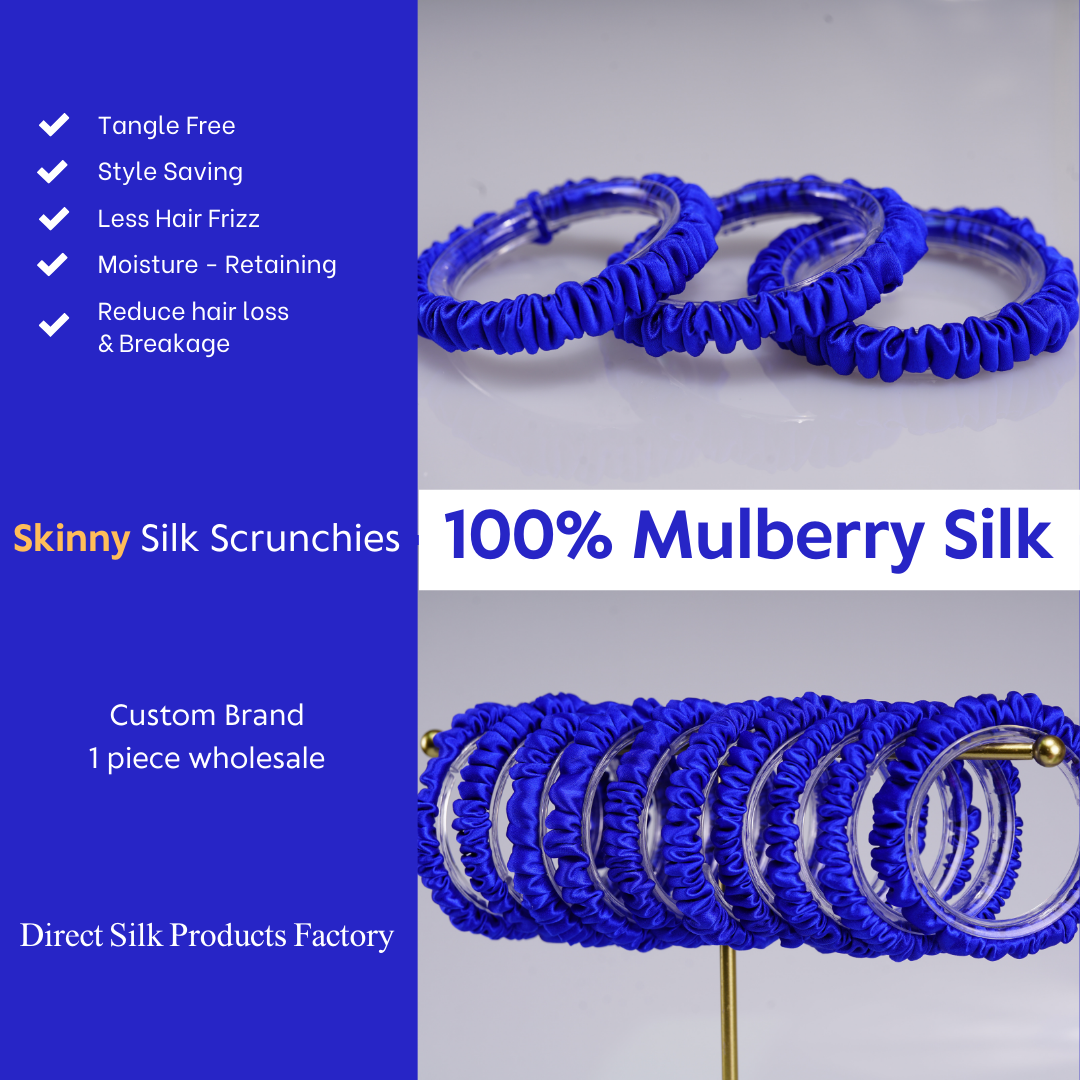 Diamond Blue Silk Scrunchie Skinny