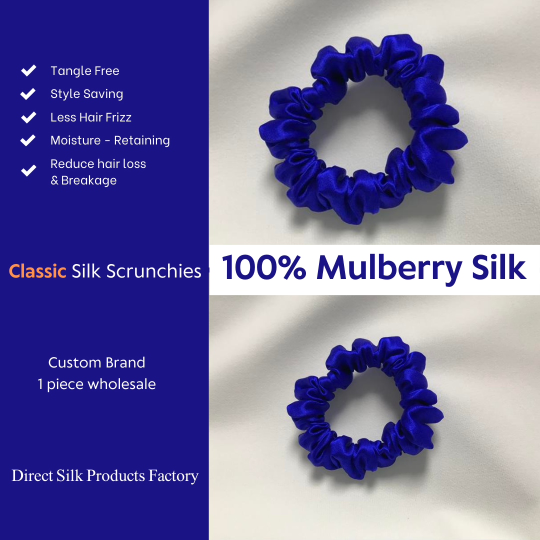 Diamond Blue Silk Scrunchie Classic