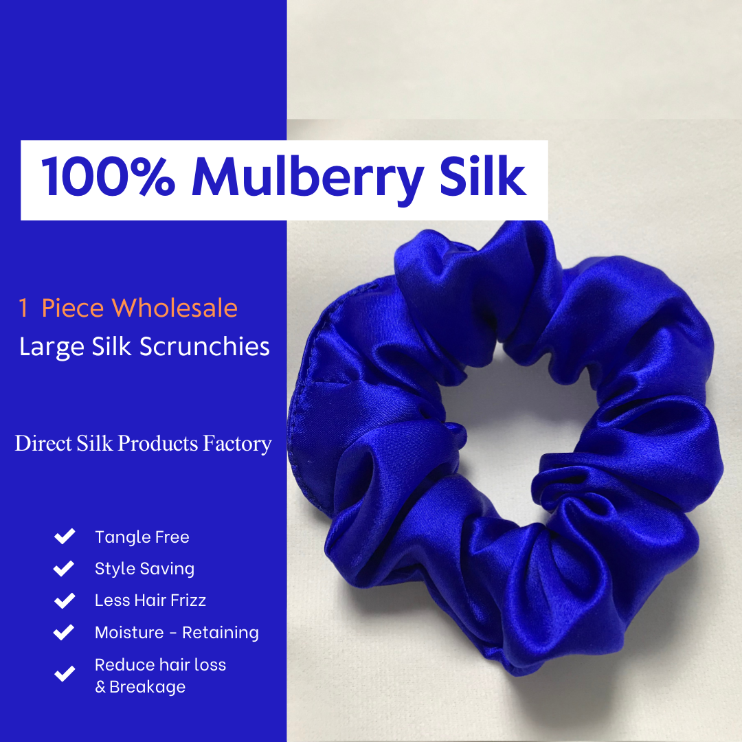 Diamond Blue Silk Scrunchie Large