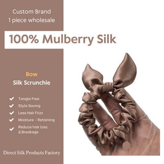 Bow Silk Scrunchie Ebony
