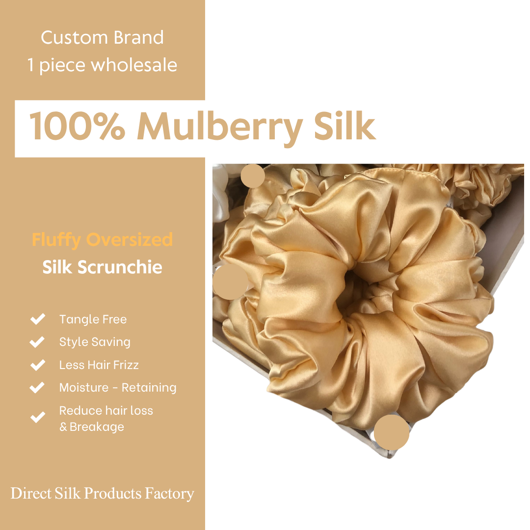 Gold Silk Scrunchie Oversized Fluffy