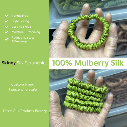 Grass Green Silk Scrunchie Skinny