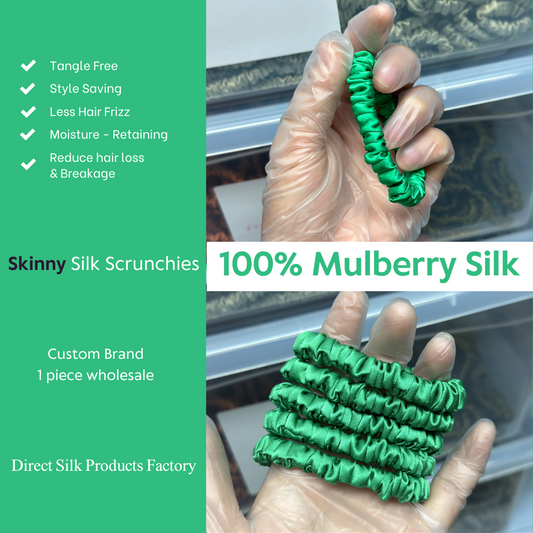 Green Silk Scrunchies Skinny