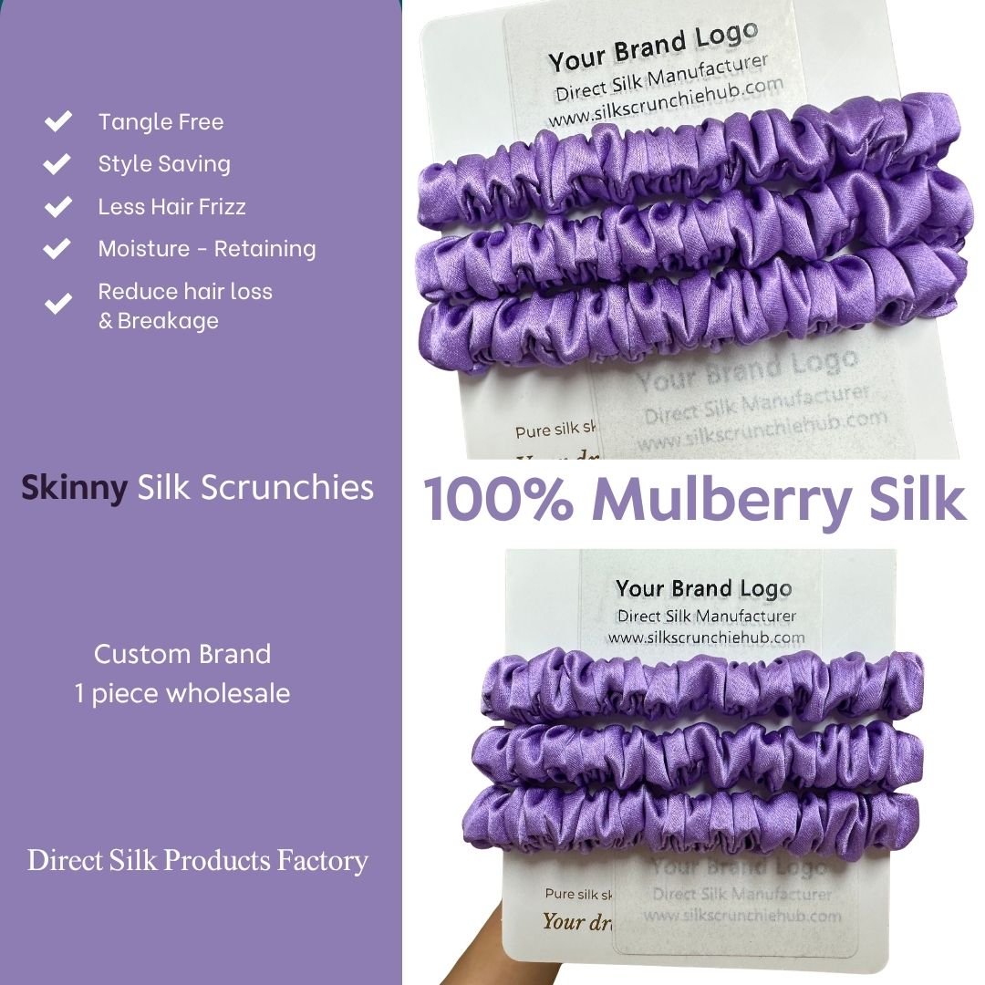 Heather Purple Silk Scrunchie Skinny Wholesale | In Stock