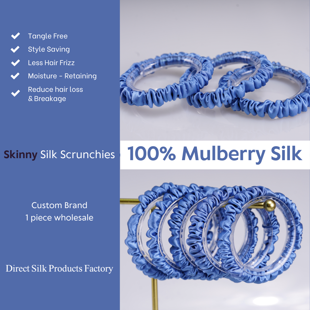 Indigo Blue Silk Scrunchie Skinny