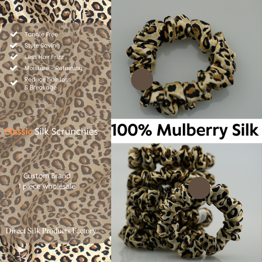 Leopard Silk Scrunchie Classic