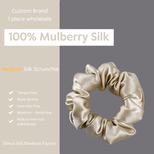 Light Beige Silk Scrunchie Medium