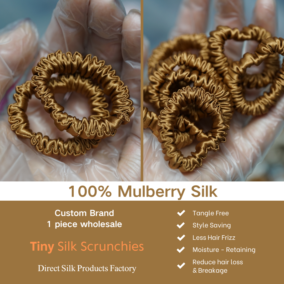 Light Coffee Silk Scrunchie Tiny