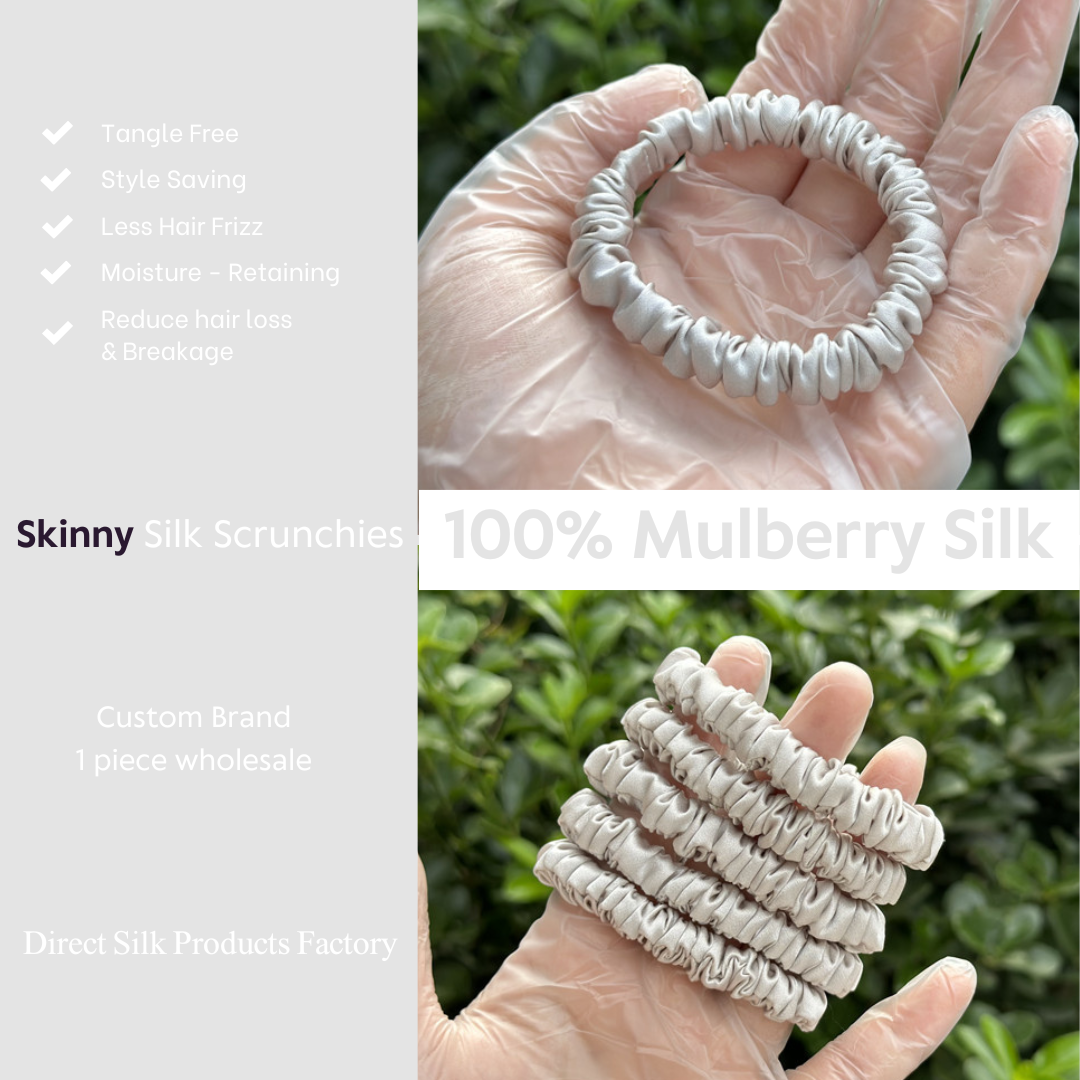 Light Gray Silk Scrunchie Skinny