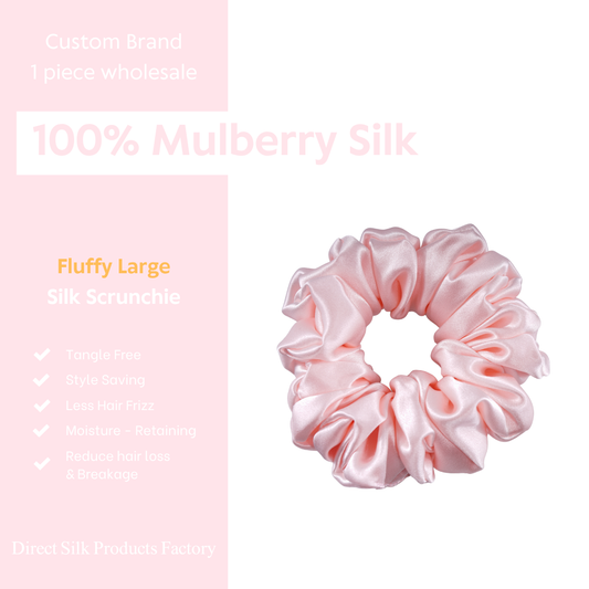 Large-Fluffy Silk Scrunchie Light Pink
