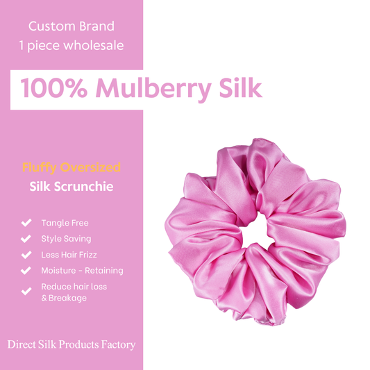 Light Rose Pink Silk Scrunchie Oversized Fluffy