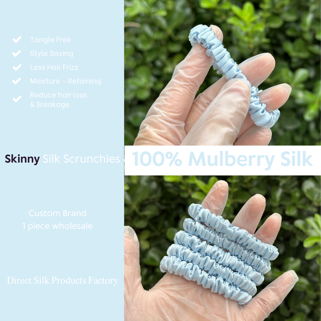 Light Sky Blue Silk Scrunchie Skinny