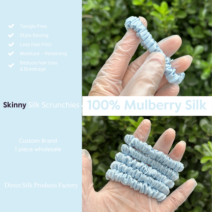 Light Sky Blue Silk Scrunchie Skinny