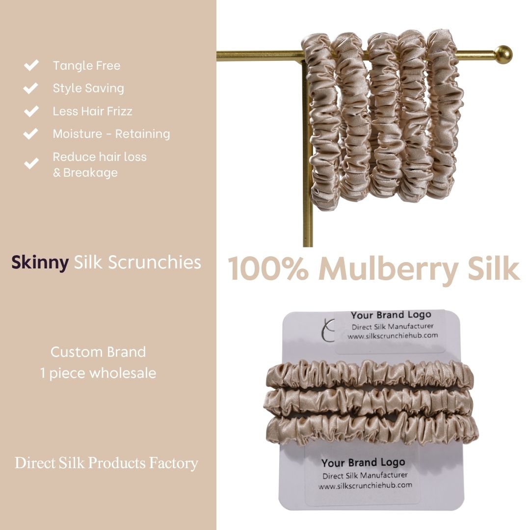Light Tan Skinny Silk Scrunchie Color #114