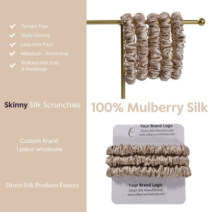 Light Tan Skinny Silk Scrunchie Color #114
