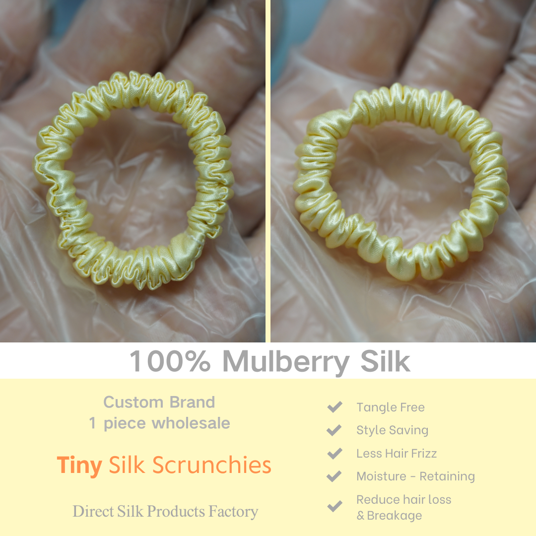 Light Yellow Silk Scrunchie Tiny