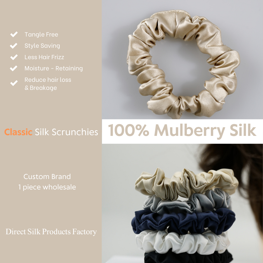 Light Beige Silk Scrunchie Classic