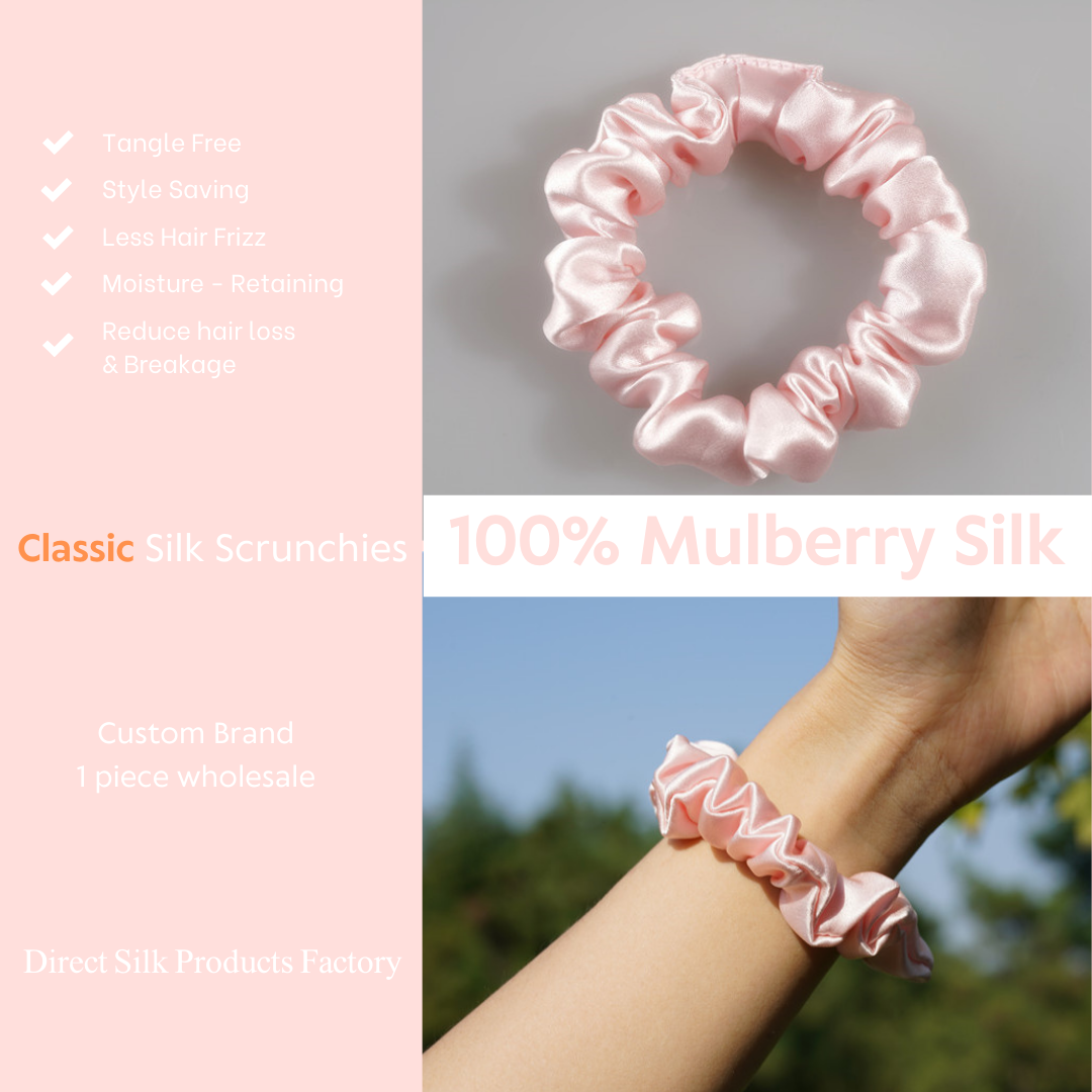 Light Pink Silk Scrunchie Classic