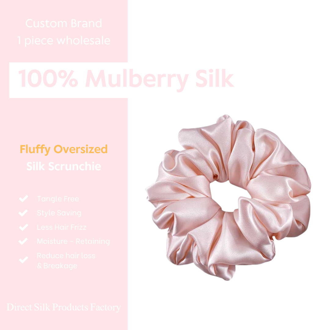 Light Pink Silk Scrunchie Oversized Fluffy