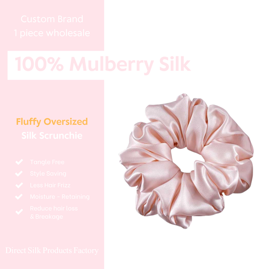 Light Pink Silk Scrunchie Oversized Fluffy