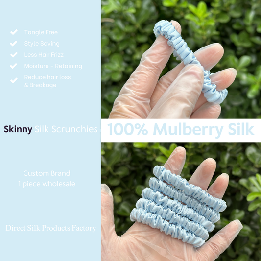 Light Sky Blue Silk Scrunchie Skinny