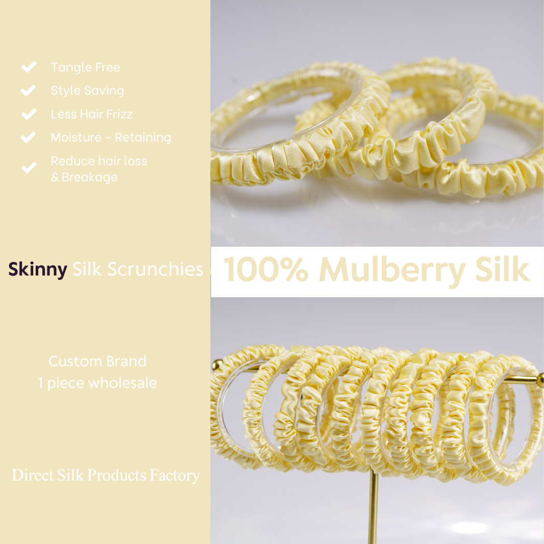 Light Yellow Silk Scrunchie Skinny