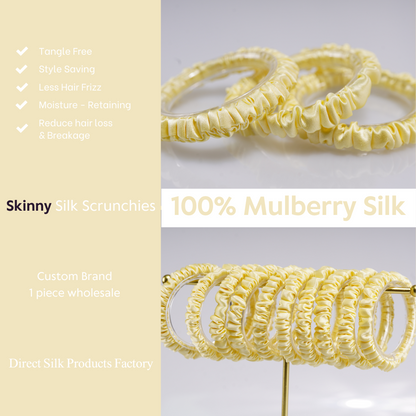 Light Yellow Silk Scrunchie Skinny