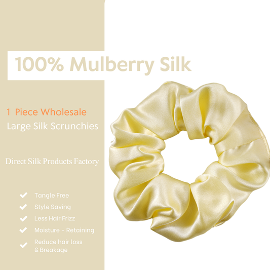 Light Yellow Silk Scrunchie Large