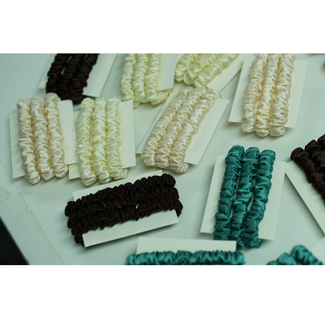 Making silk scrunchies- packaing step