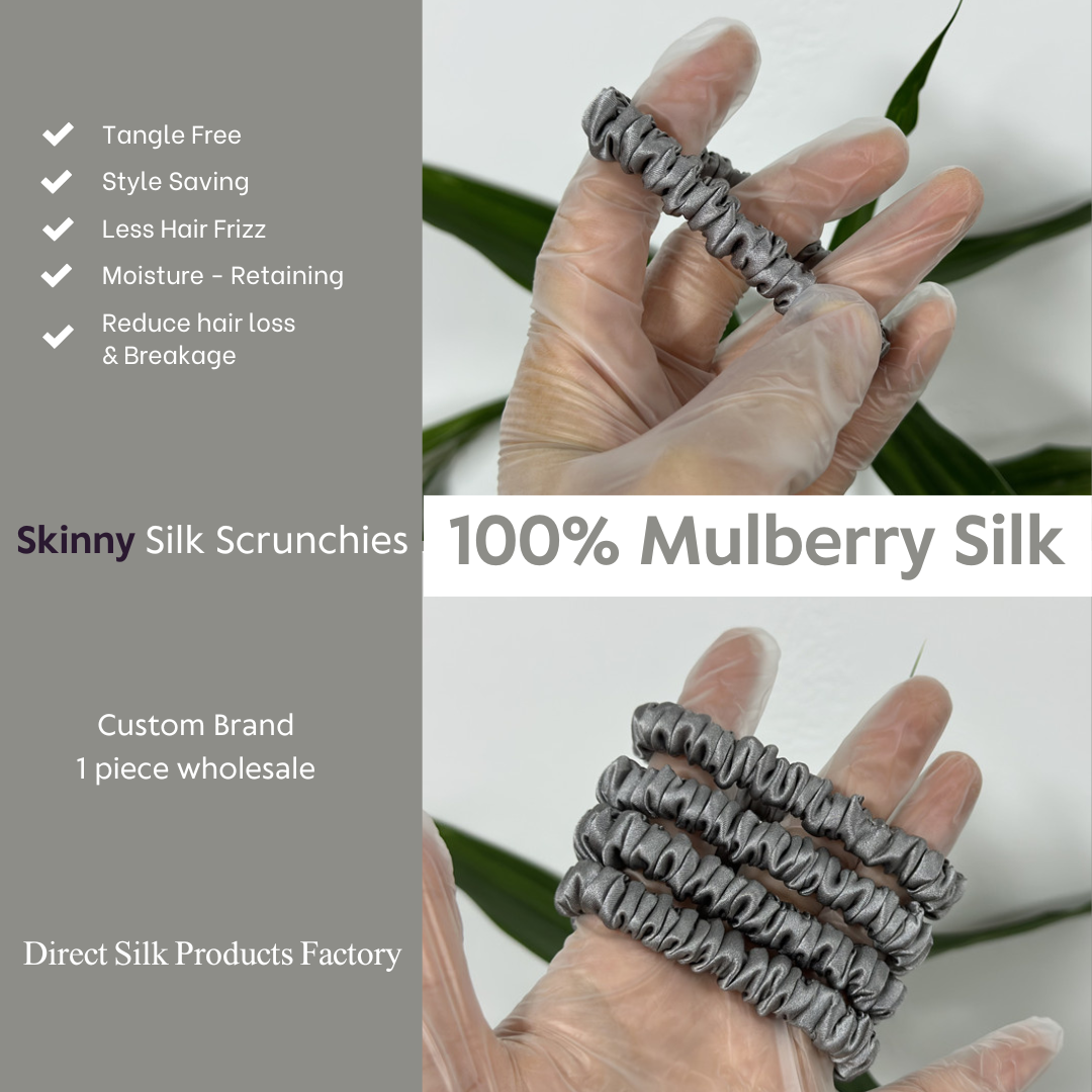 Middle Grey Silk Scrunchie Skinny