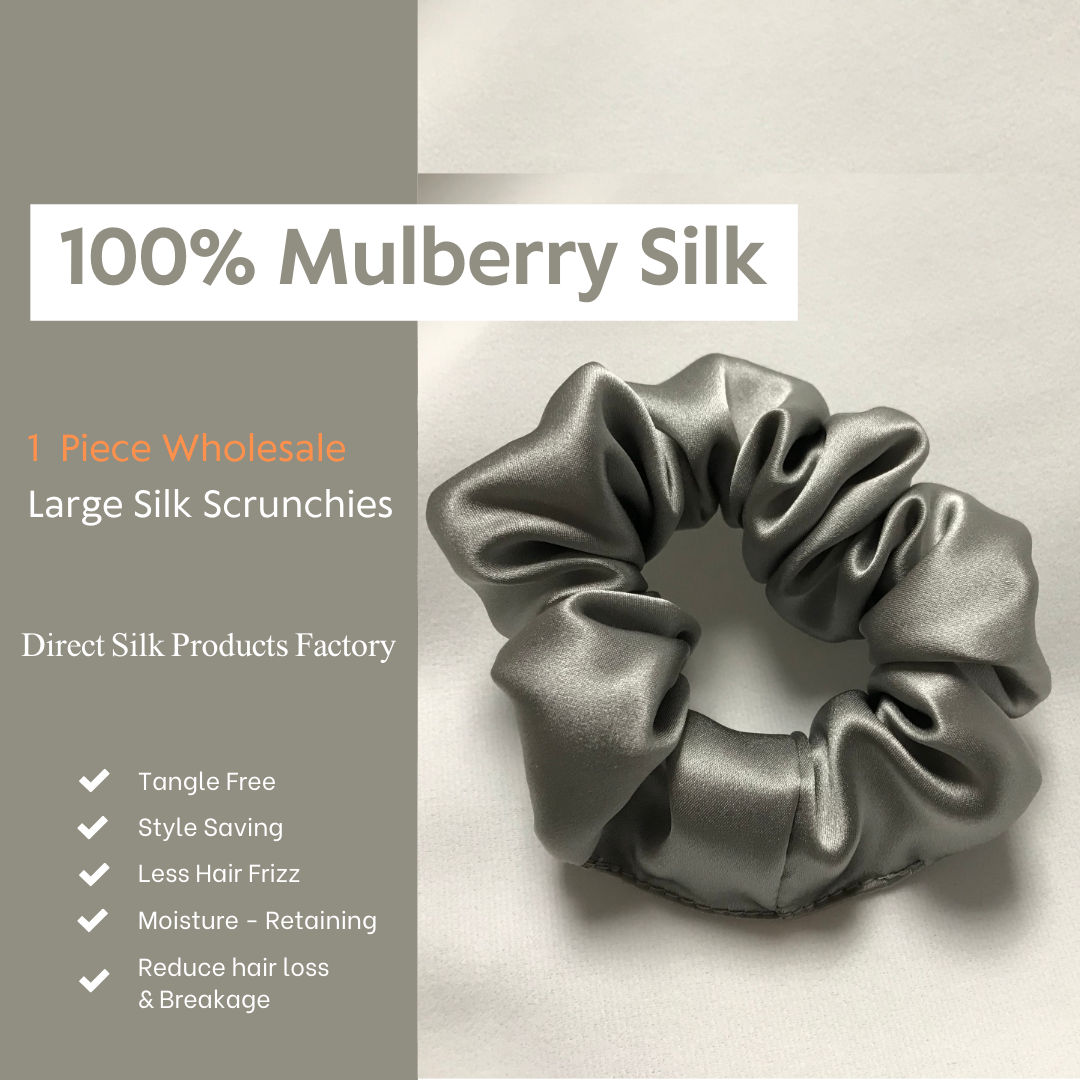 Middle Grey Silk Scrunchie Large