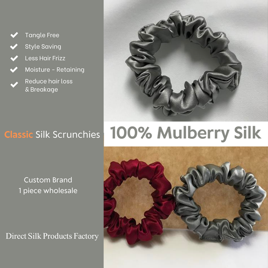 Middle Grey Silk Scrunchie Classic