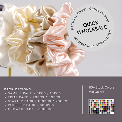 Midi Silk Scrunchie Wholesale - Mix Colors & Fixed Fee - Ready to Order
