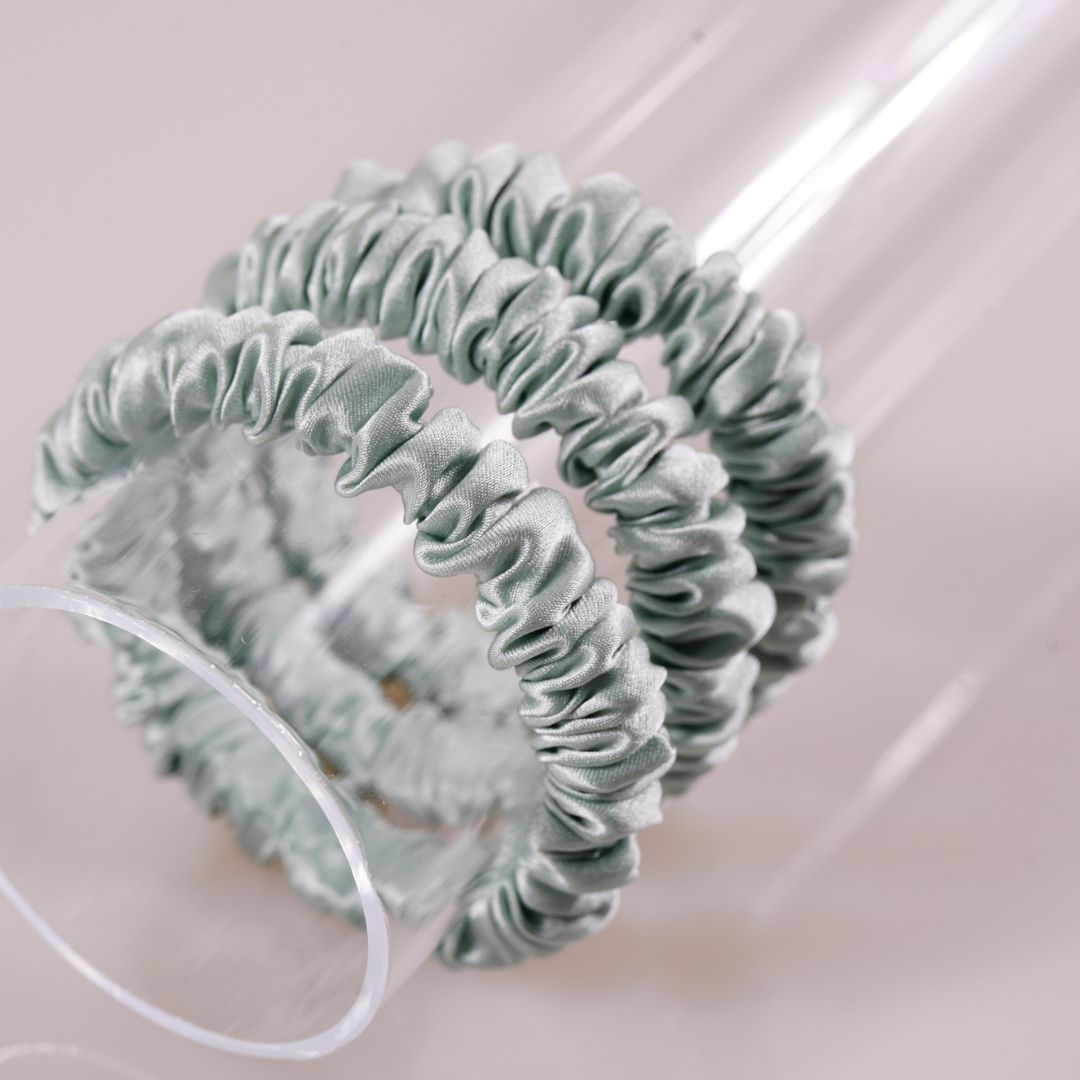 Pale Green Silk Scrunchie Skinny Wholesale & Custom | In Stock