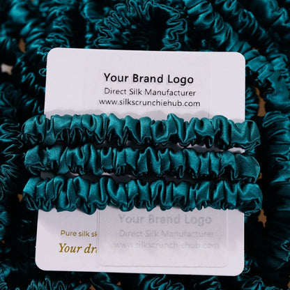 Royal Green Silk Scrunchie Skinny Wholesale | In Stock