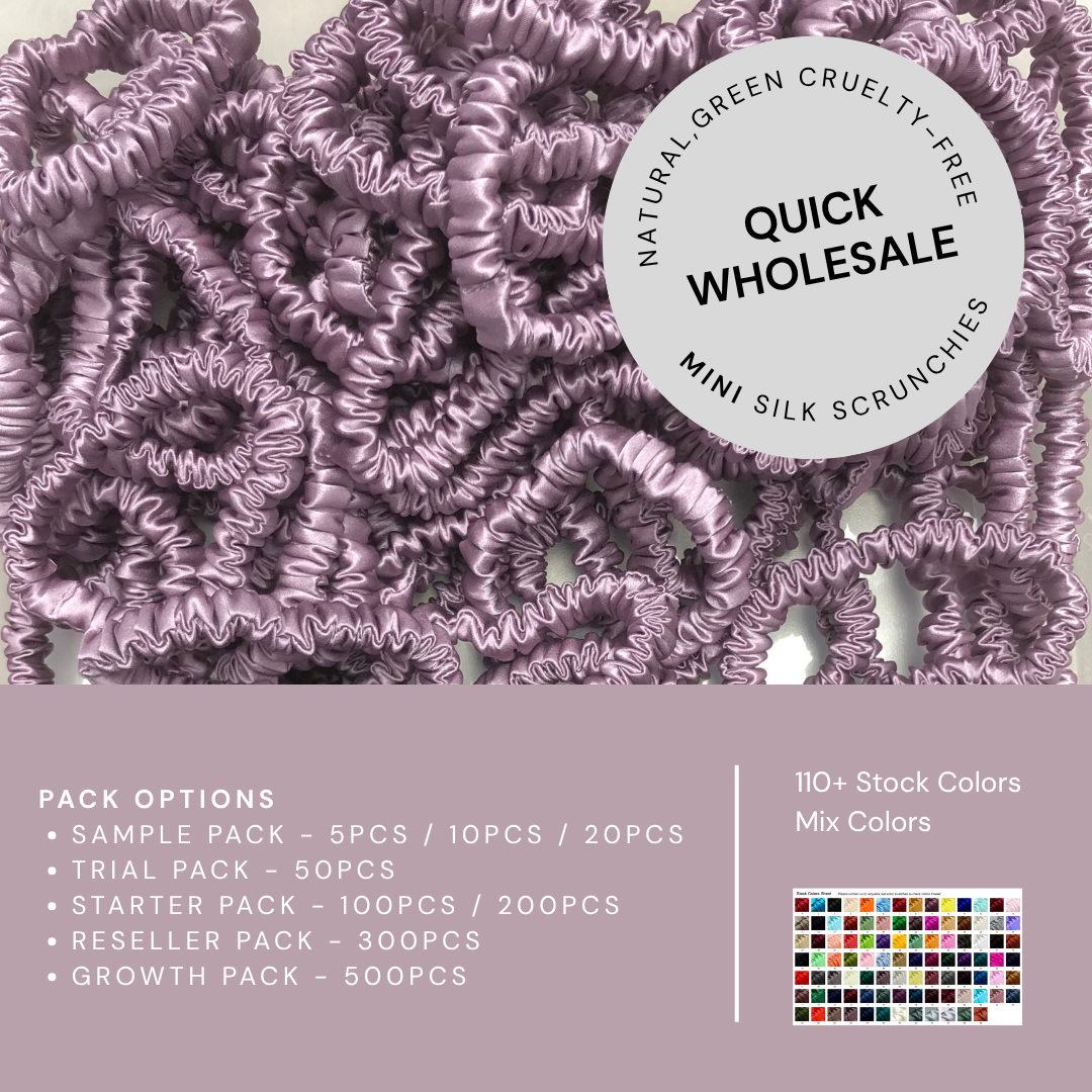 Mini Silk Scrunchies Wholesale - Mix Colors & Fixed Fee - Ready to Order