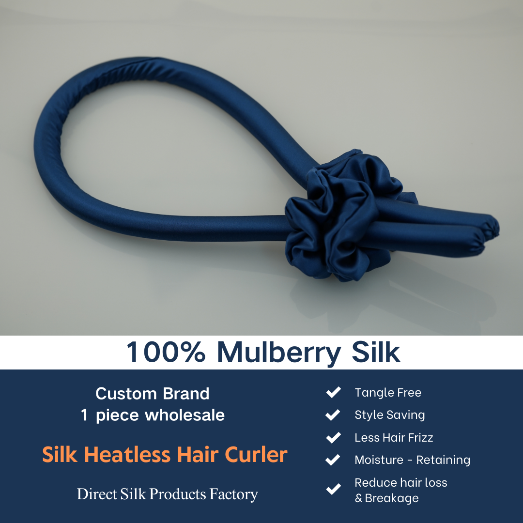 Navy Blue Heatless Silk Hair Curler