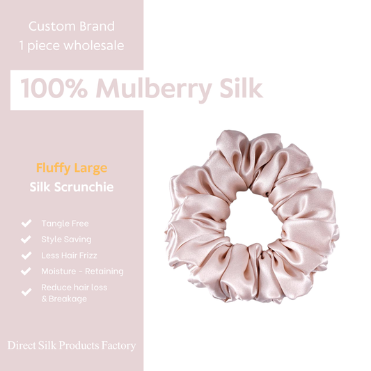 Large-Fluffy Silk Scrunchie Nude