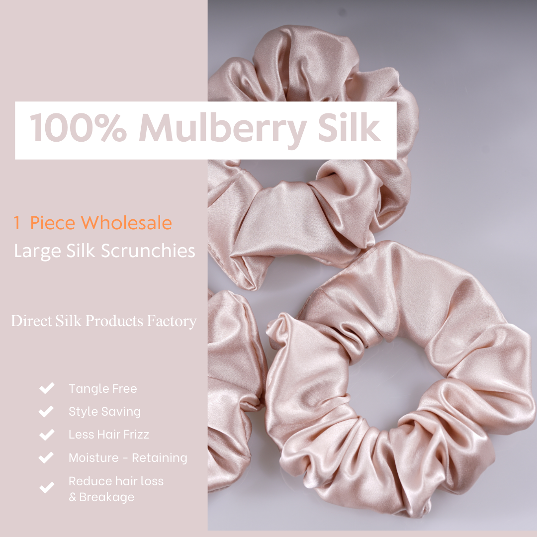 Nude Silk Scrunchie Large