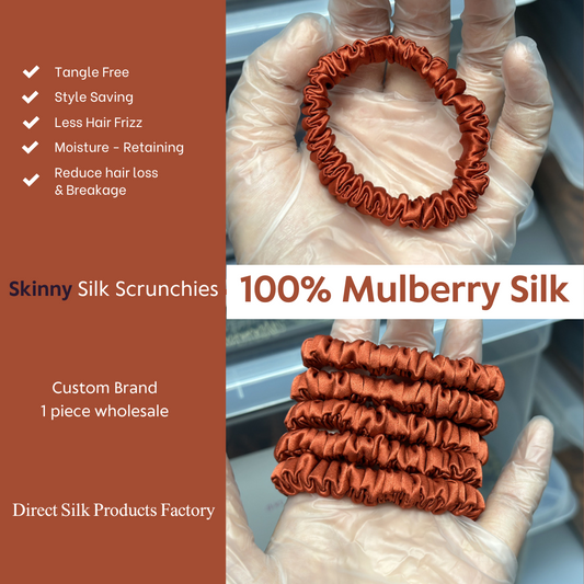 Orange Red Silk Scrunchie Skinny